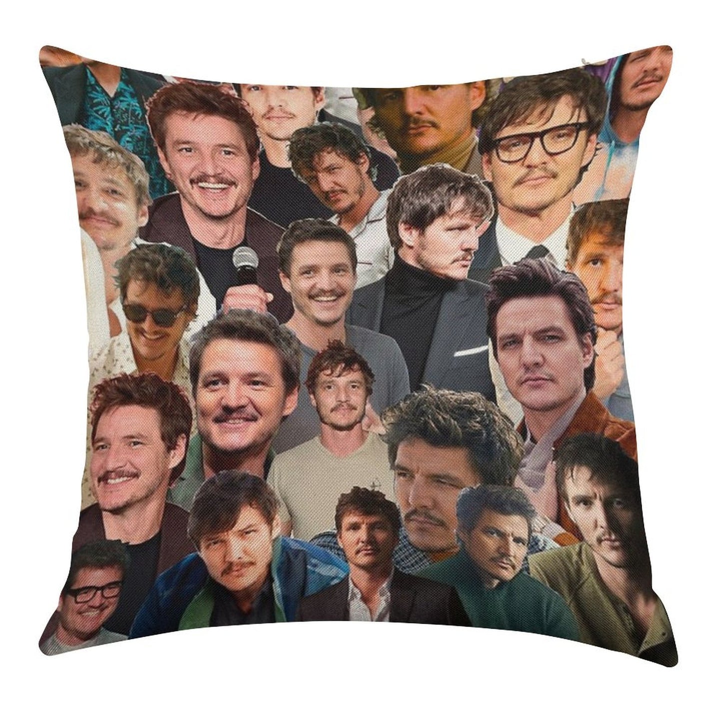 Pedro Pascal Photo Collage Linen Throw Pillow Cover