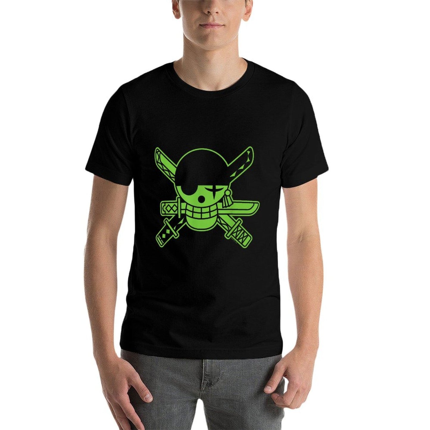 One Piece Anime Green Roronoa Zoro Jolly Roger Comfortable T-Shirt