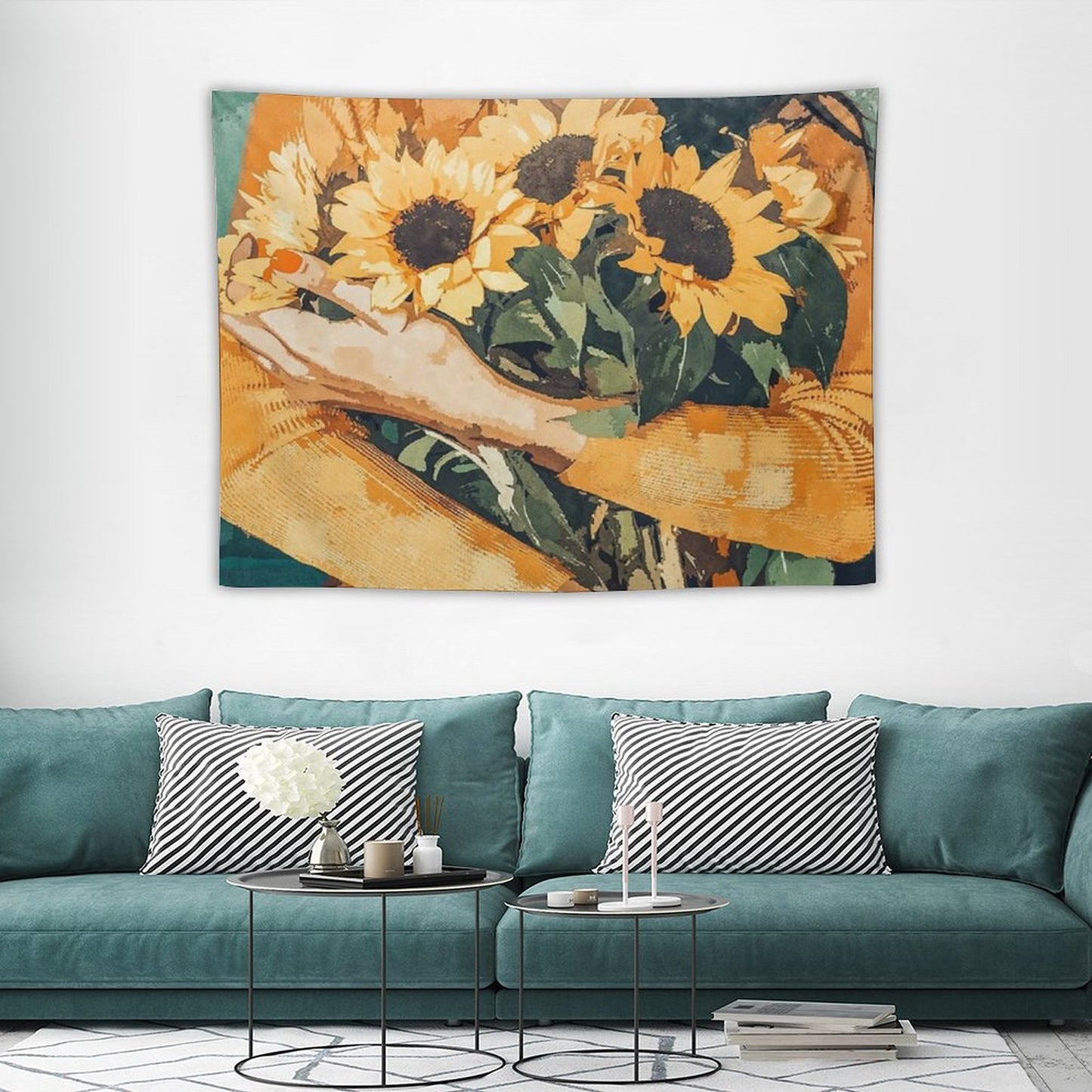 Holding Sunflowers Tapestry