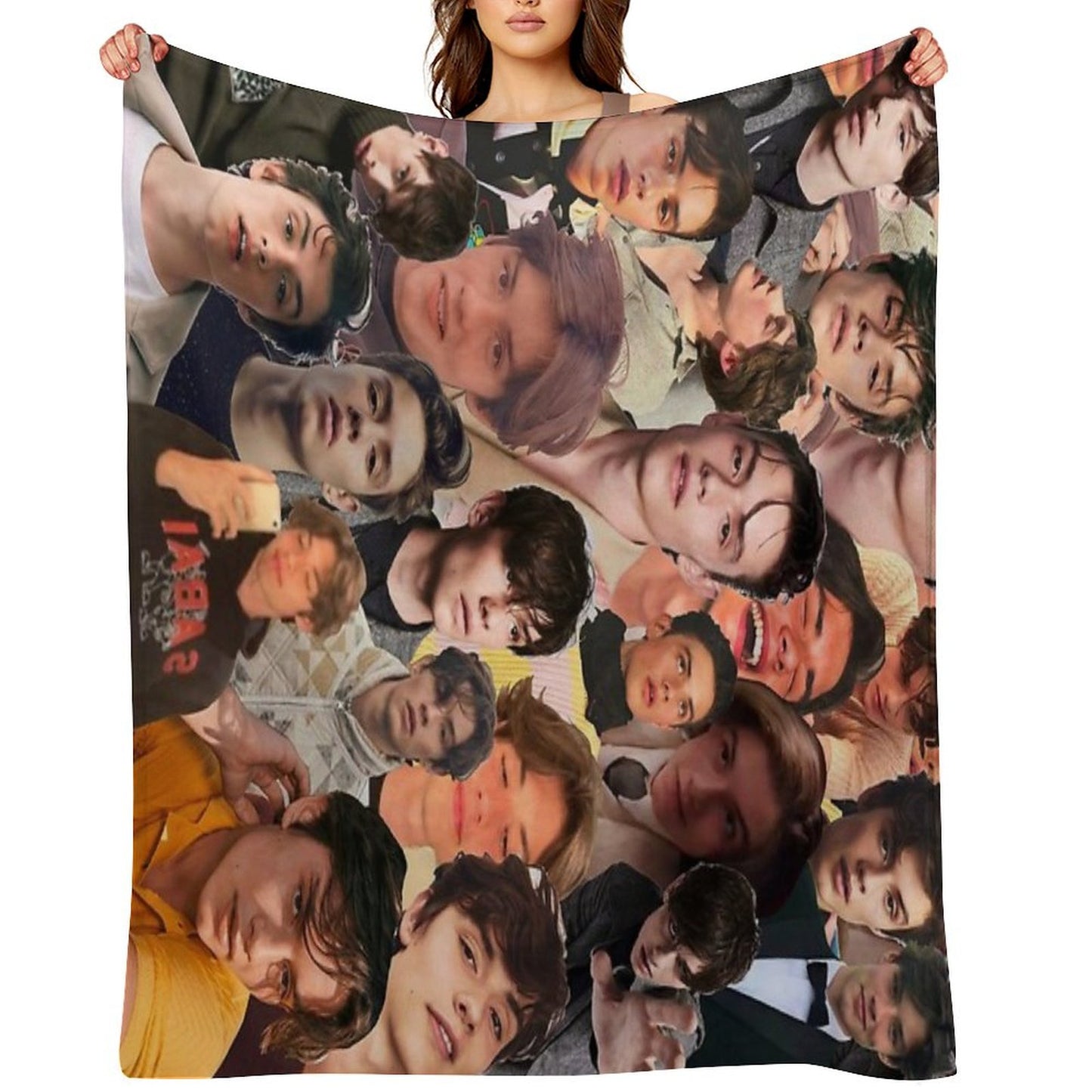 Louis Partridge Photo Collage Throw Blanket