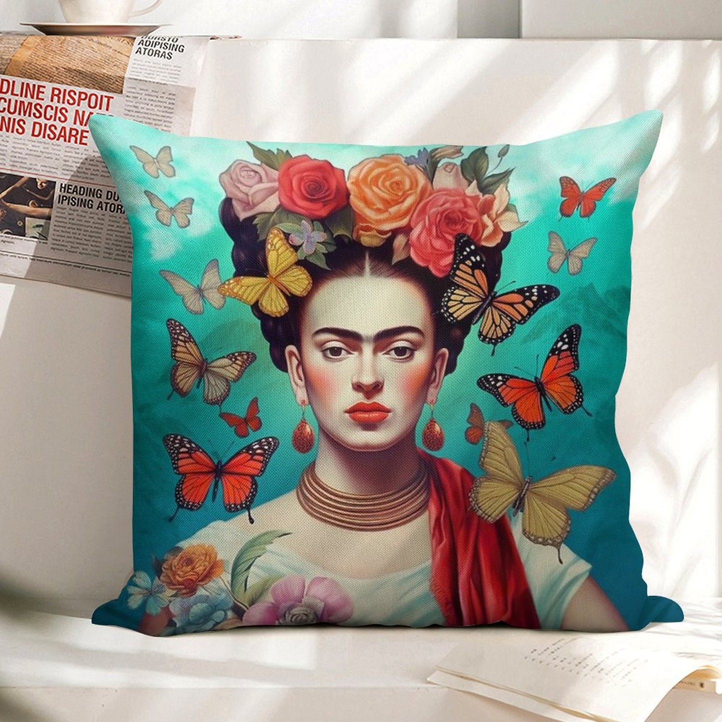 Frida Kahlo 4 Linen Throw Pillow Cover