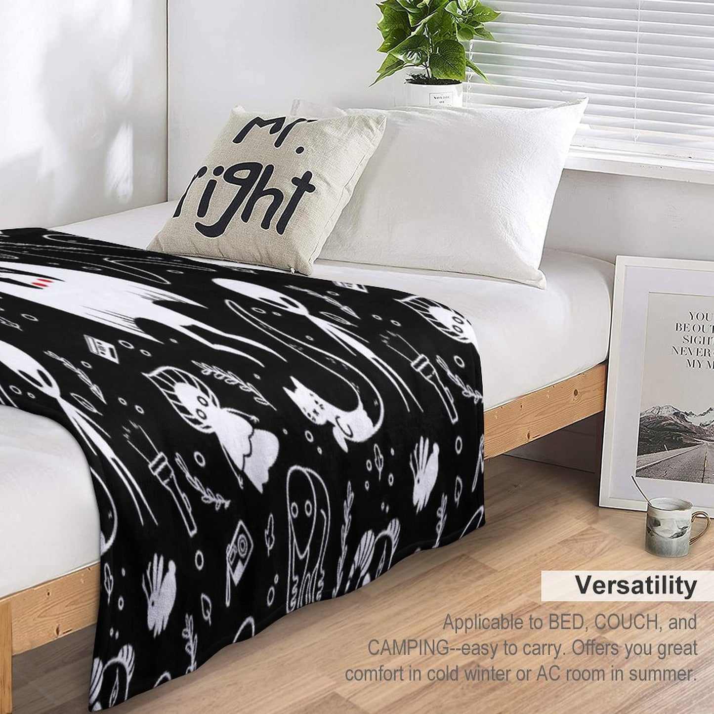 Cryptids in Black Throw Blanket