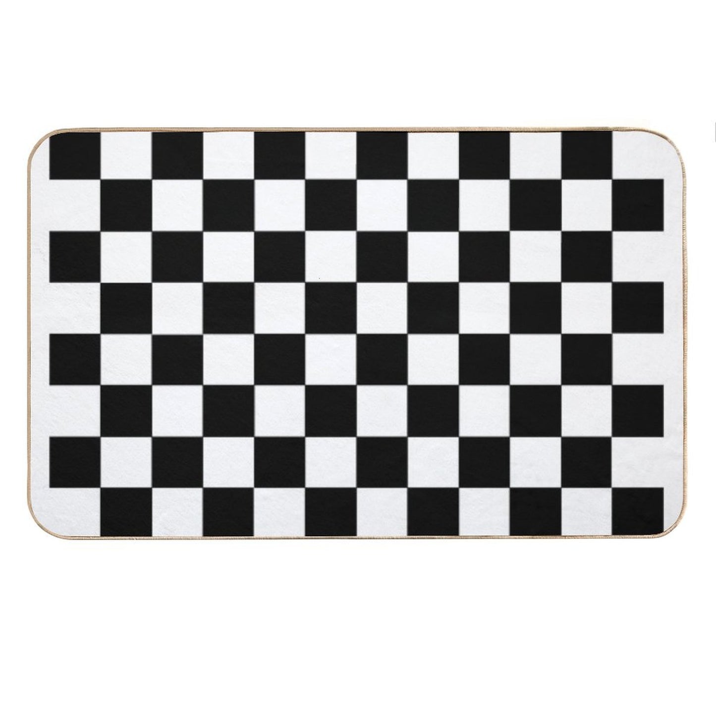 Checkered Black And White Bath Mat