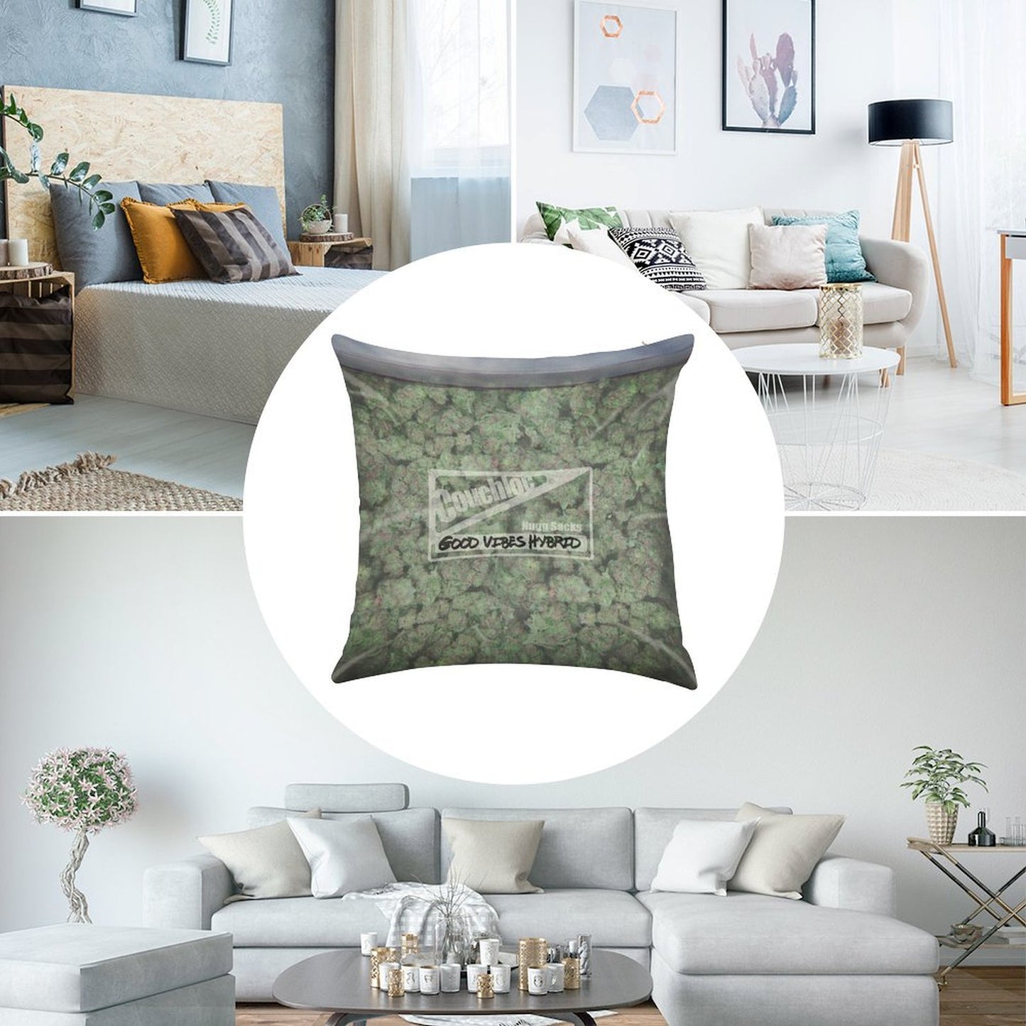 The Big Bag of Weed Pillow Linen Throw Pillow Cover