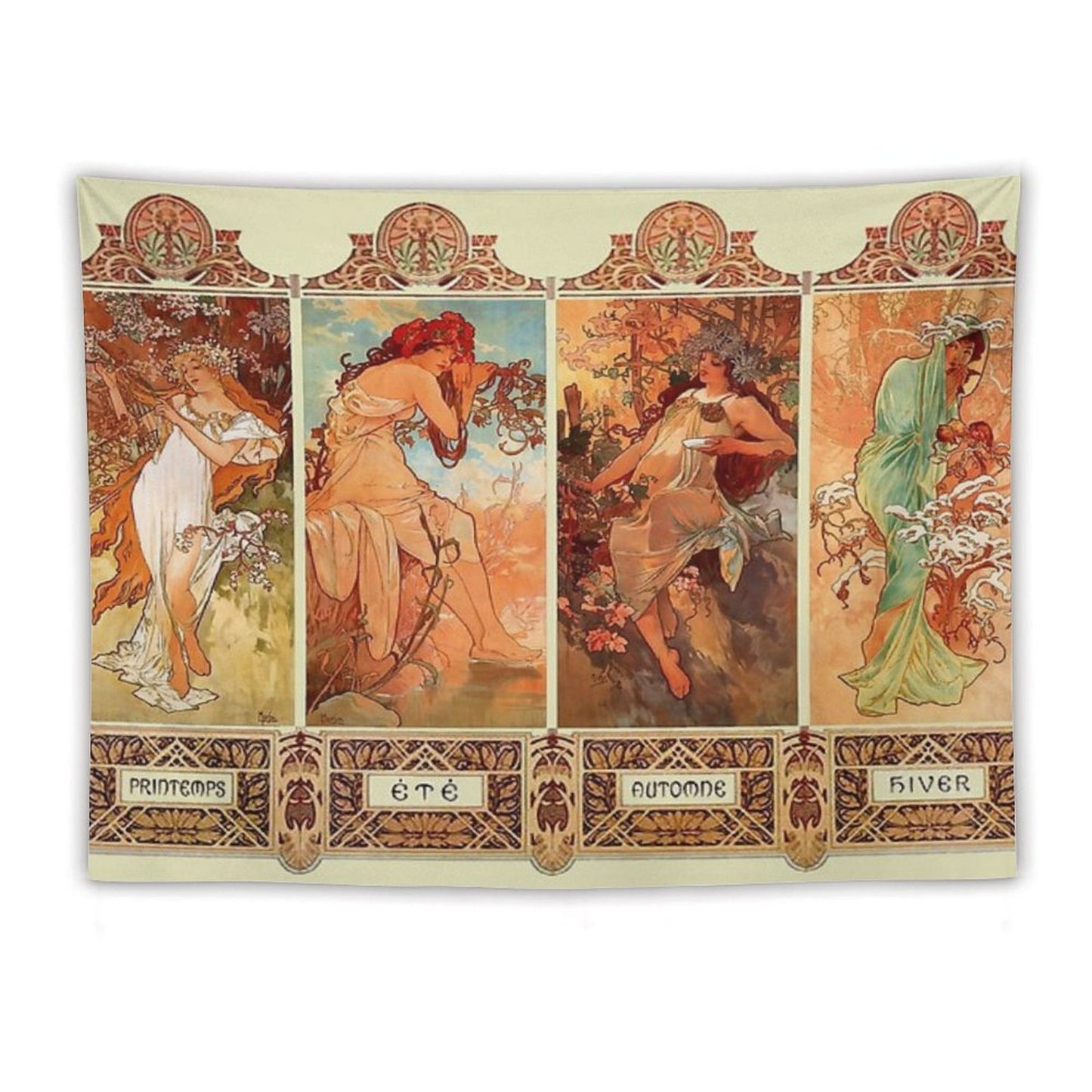 Alphonse Mucha Four Seasons Art Nouveau Tapestry