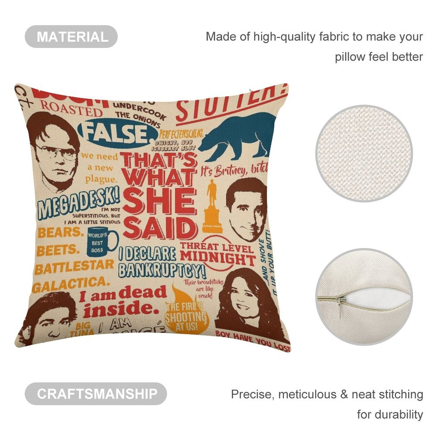 All The Best Quotes from The Office - That's What She Said! Linen Throw Pillow Cover
