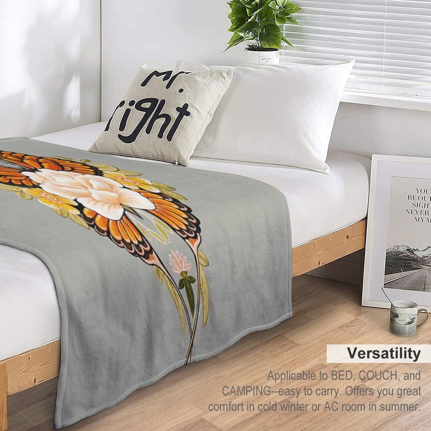 Tattoo Butterfly Peonies Throw Blanket