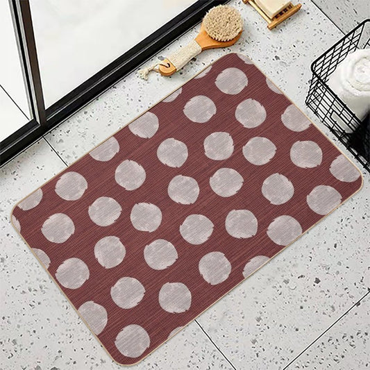Watercolor Painted Cute Dots on Red Background Versatile Bath Mat