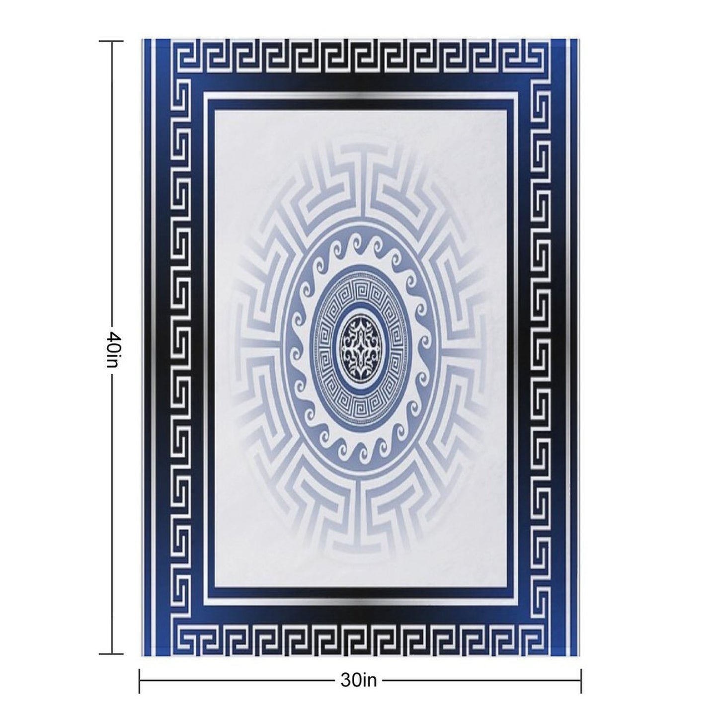 Greek Key Meander Blue White Silver Throw Blanket