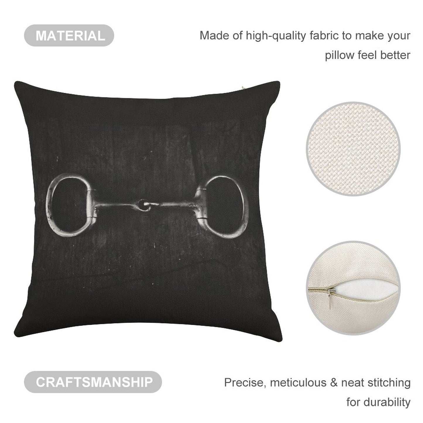 Snaffle Linen Throw Pillow Cover