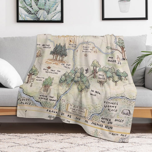 Hundred Acre Wood Map Throw Blanket