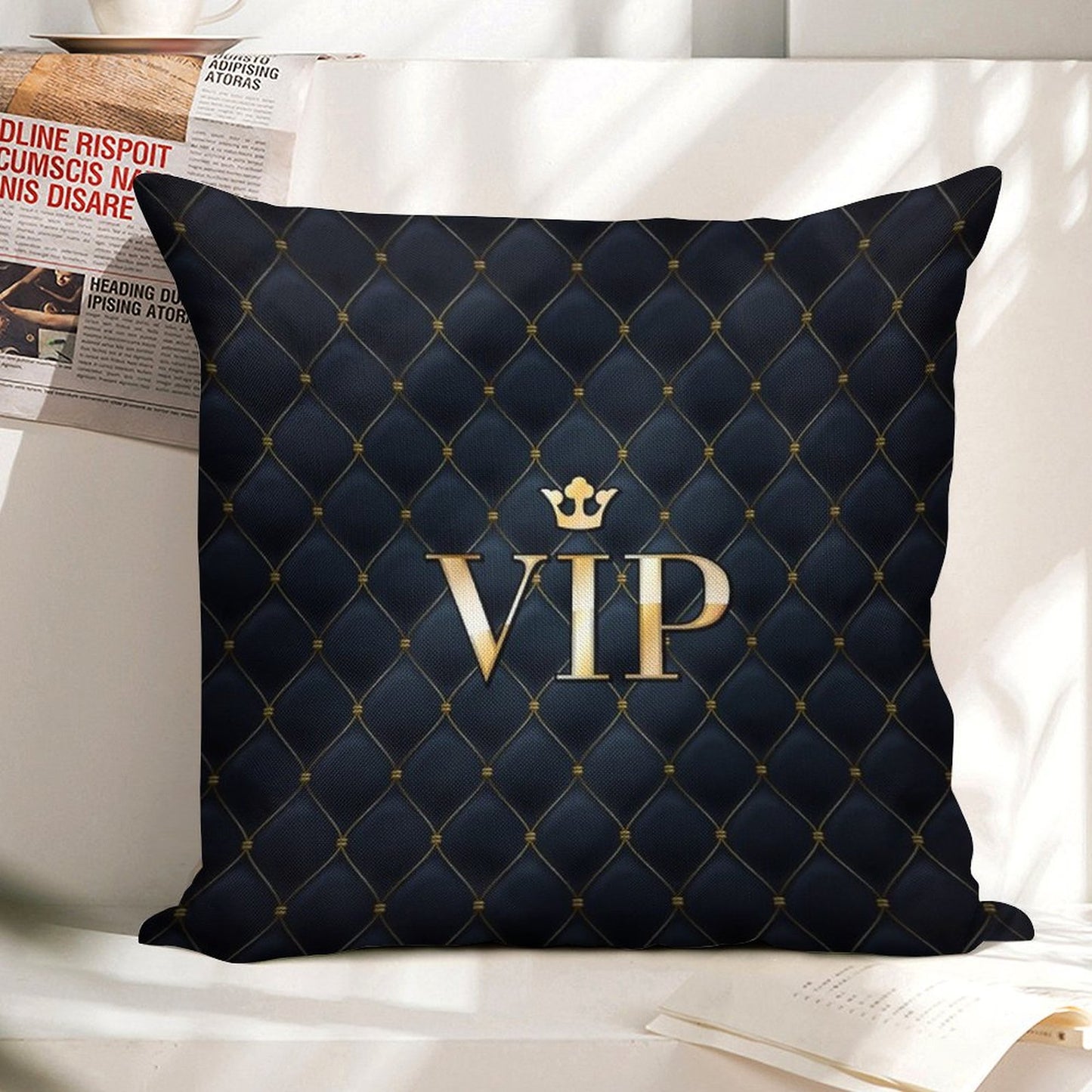 VIP Abstract Quilted Background Linen Throw Pillow Cover