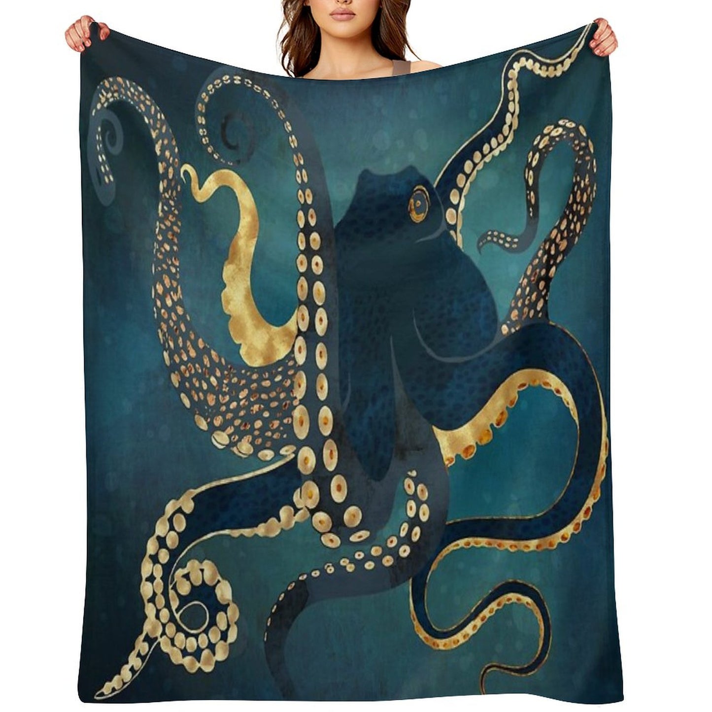 Metallic Octopus IV Throw Blanket