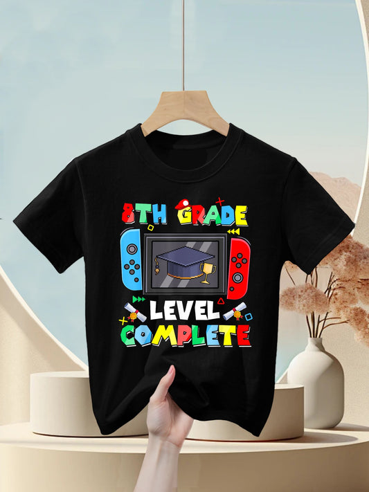 8th Grade Level Complete Video Gamer Graduation Kids Boys Kids T-Shirt