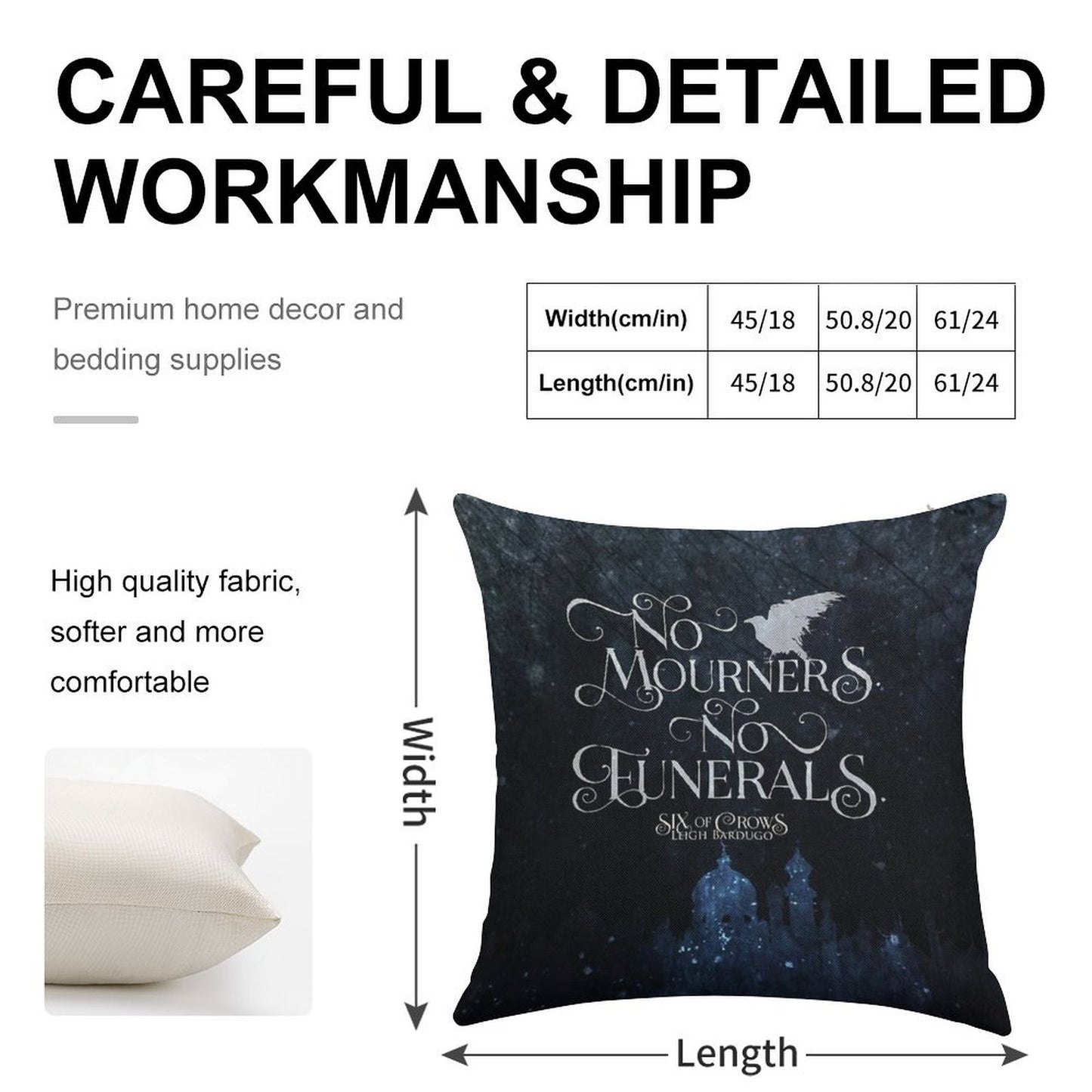 Six of Crows, No Mourners No Funerals, Kaz Brekker Linen Throw Pillow Cover