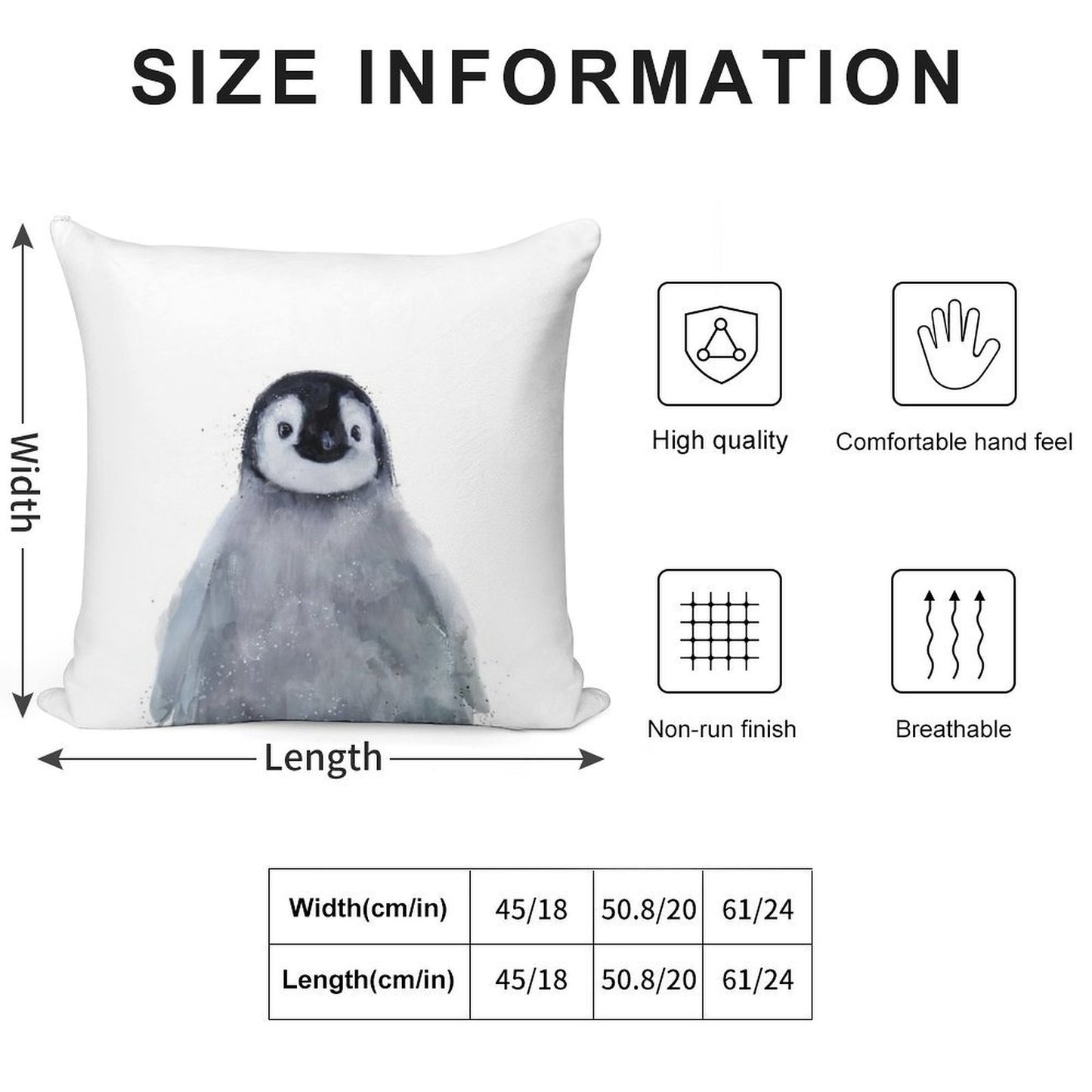 Little Penguin Soft Durable Construction Throw Pillow