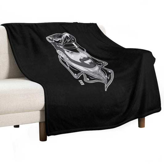 ADAM LIKES LEATHER - BLACK AND WHITE Throw Blanket
