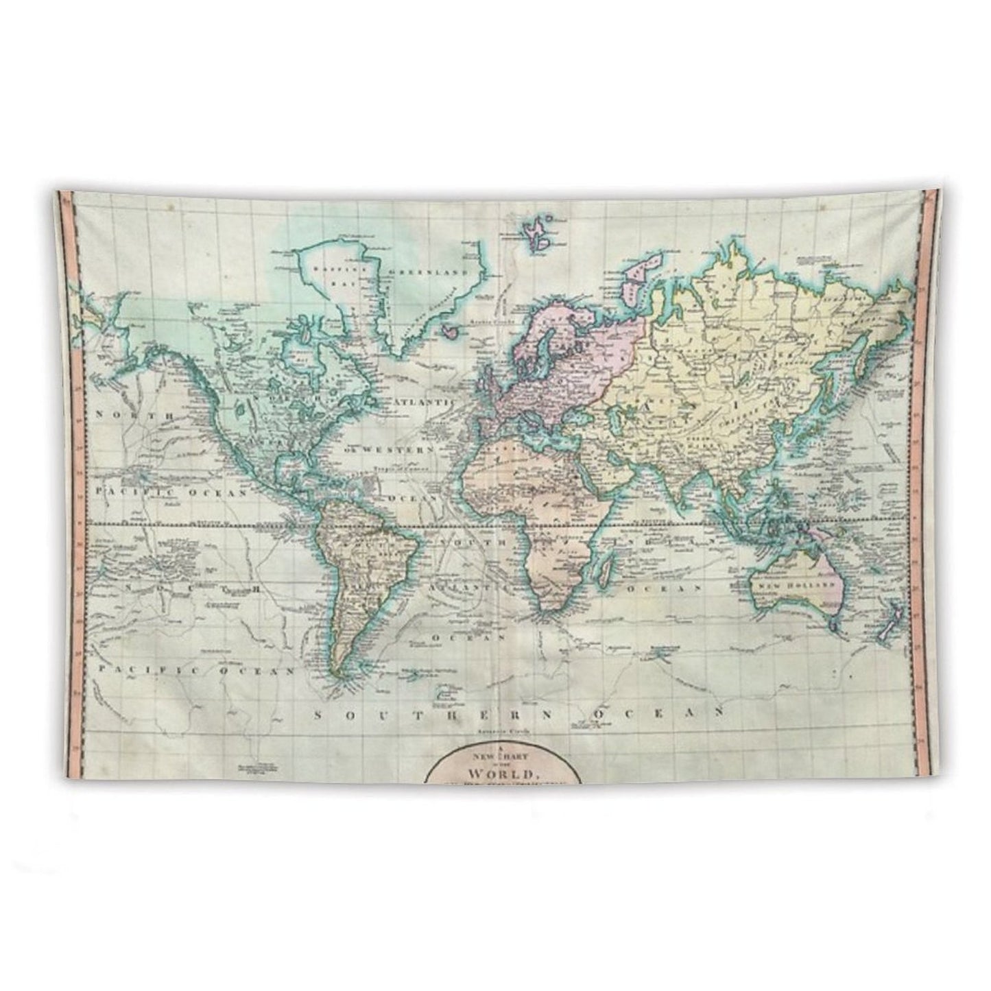 Vintage Map of The World Tapestry