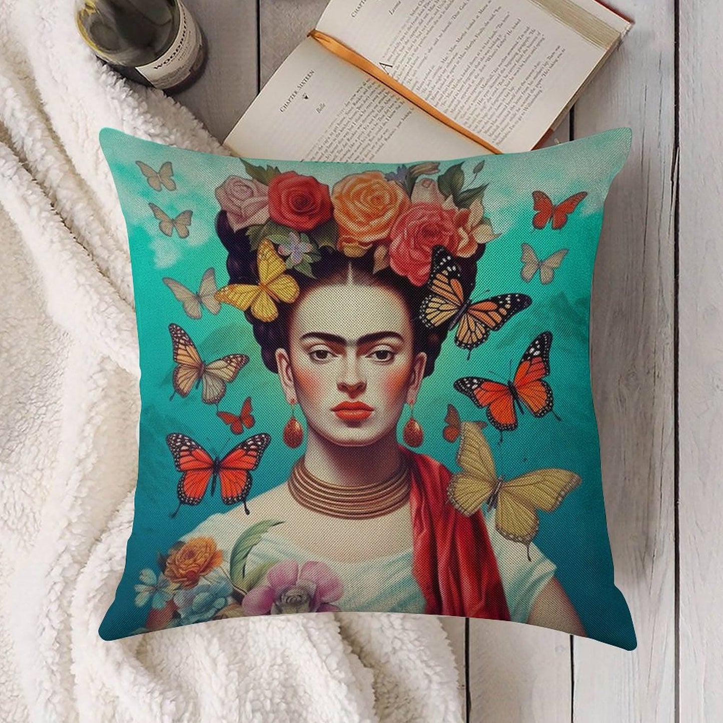 Frida Kahlo 4 Linen Throw Pillow Cover