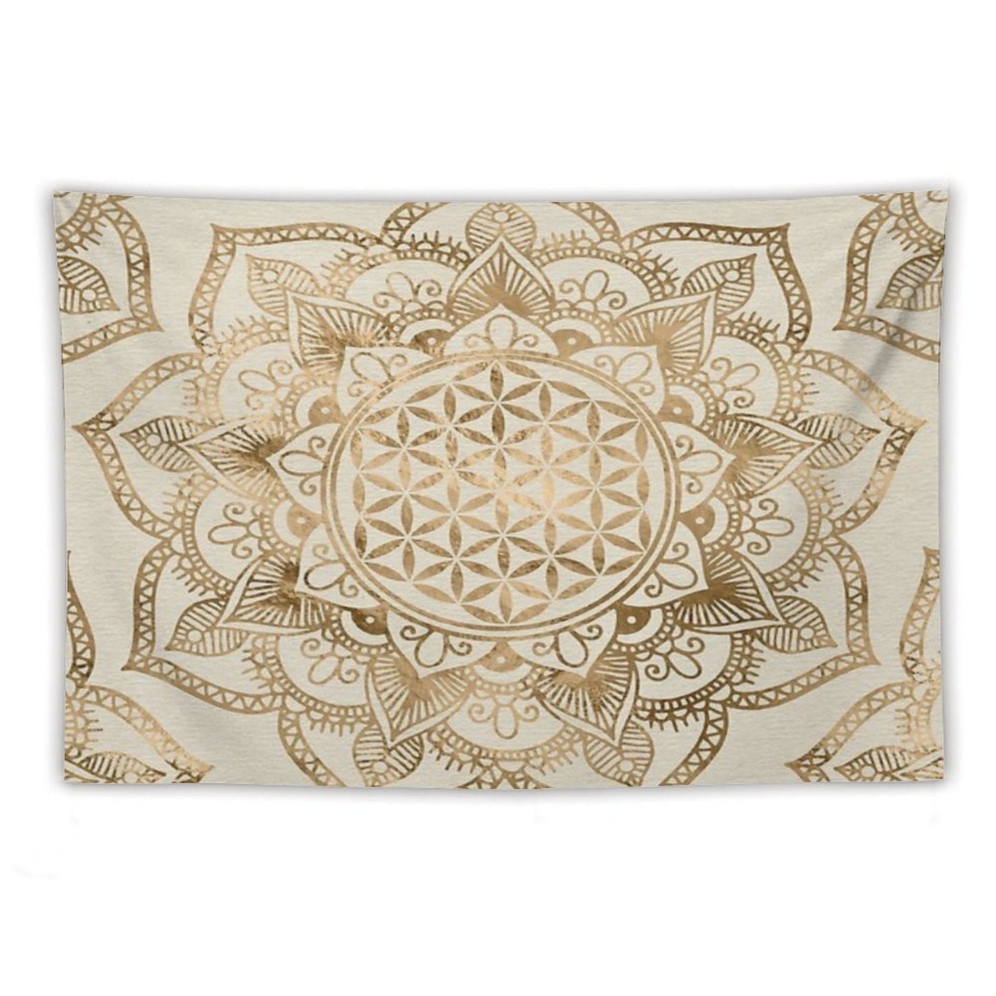 Flower of Life in Lotus - Pastel Golds And Canvas Tapestry