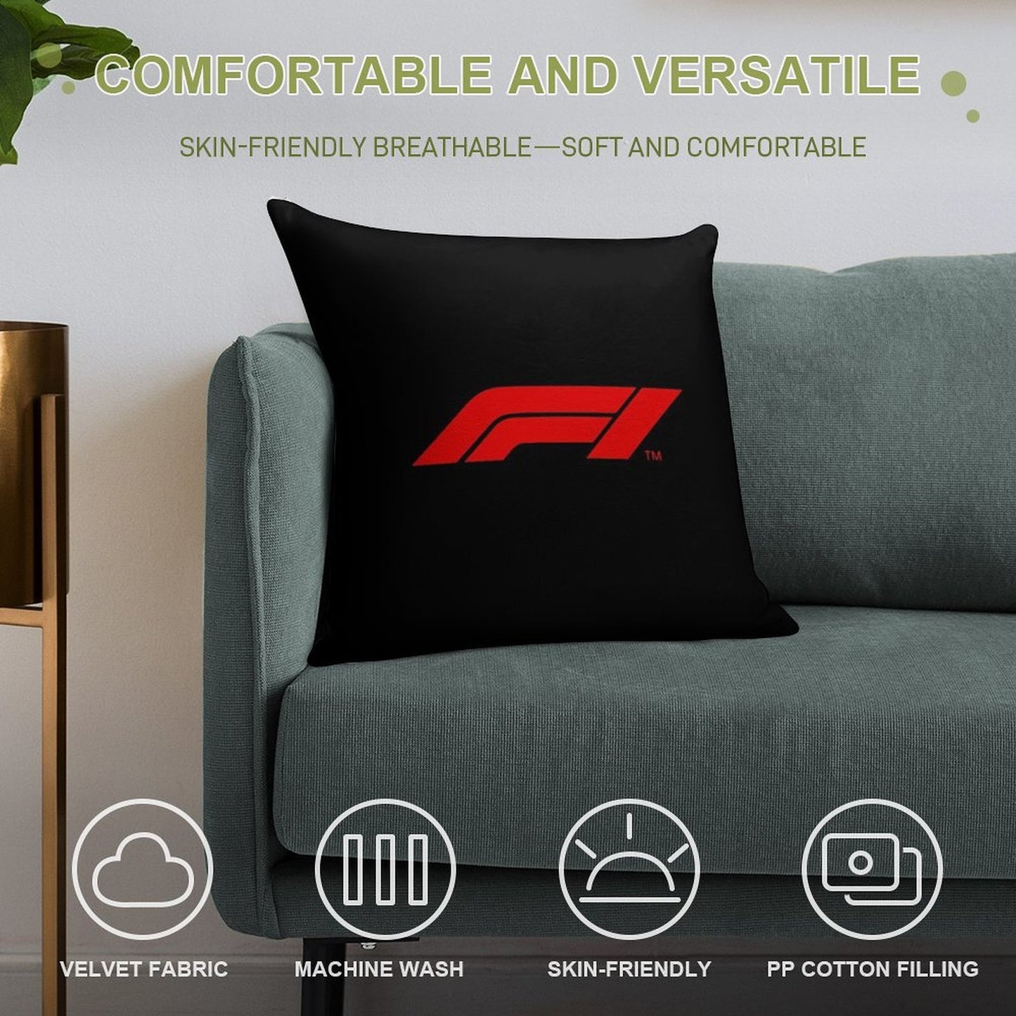 Motorsports Racing Soft Home Decor Throw Pillow