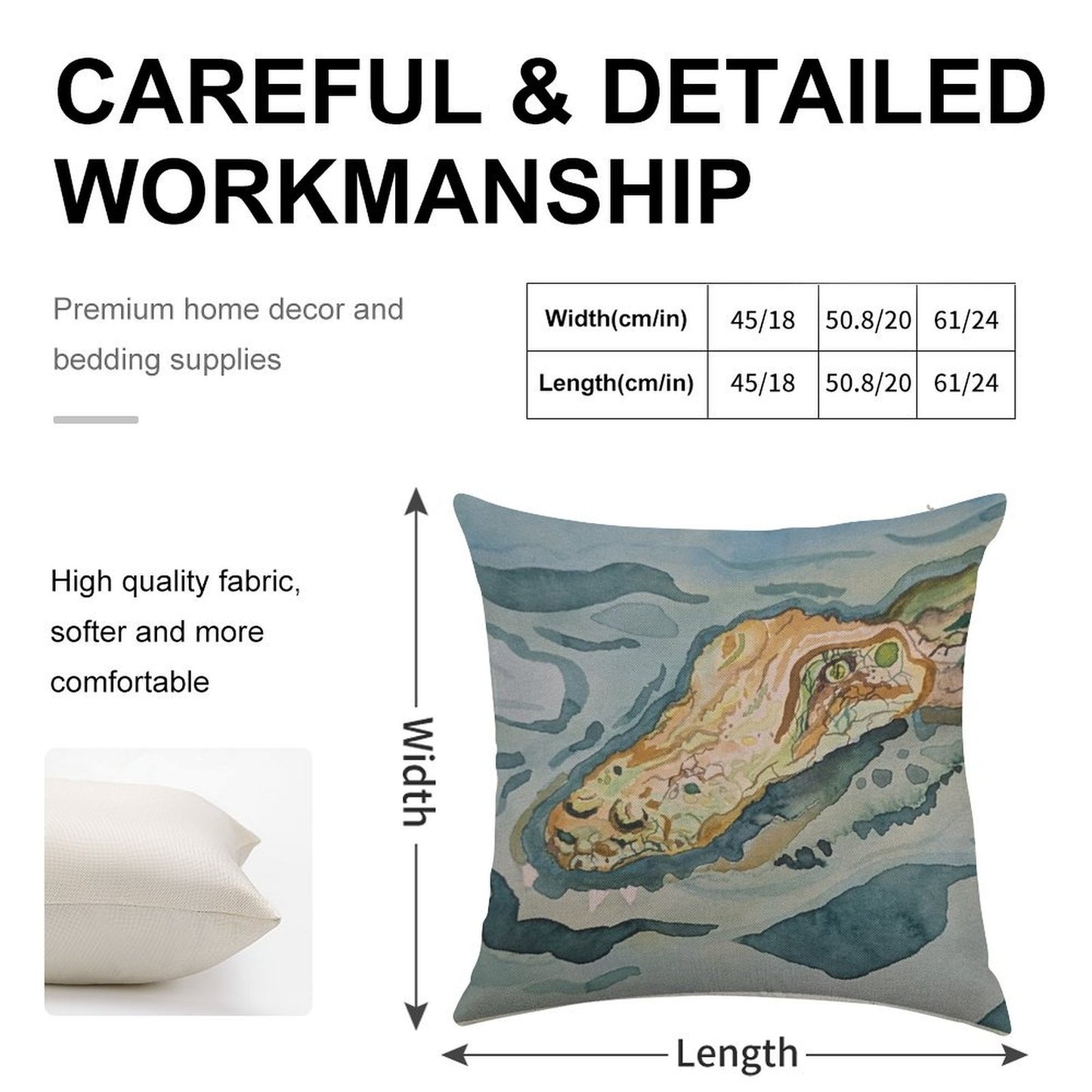 Moe's Gator Linen Throw Pillow Cover