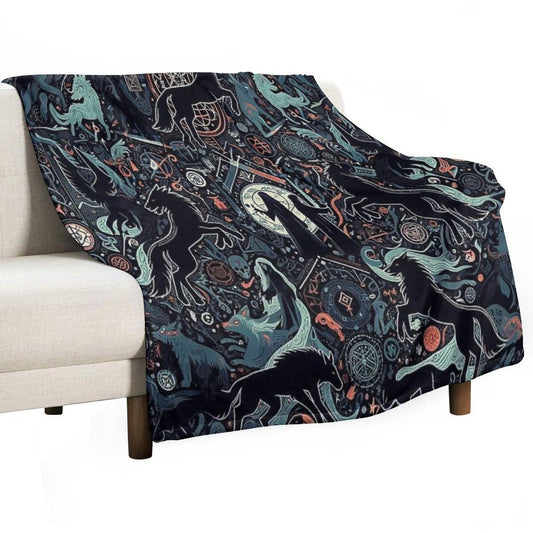Winged Guardians of The Occult Throw Blanket