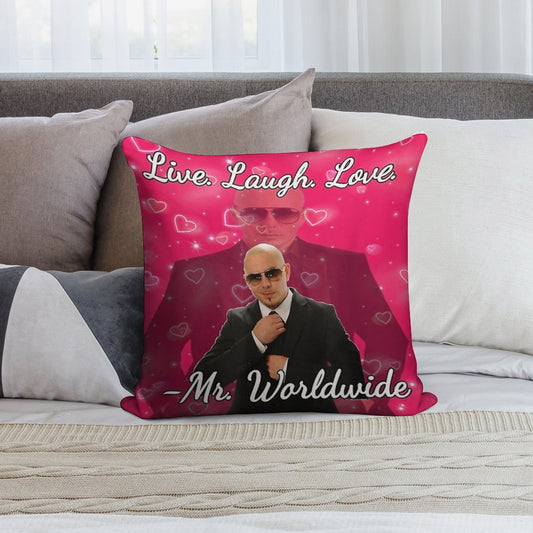 Mr Worldwide Pitbull Valentine Soft Reinforced Edging Throw Pillow