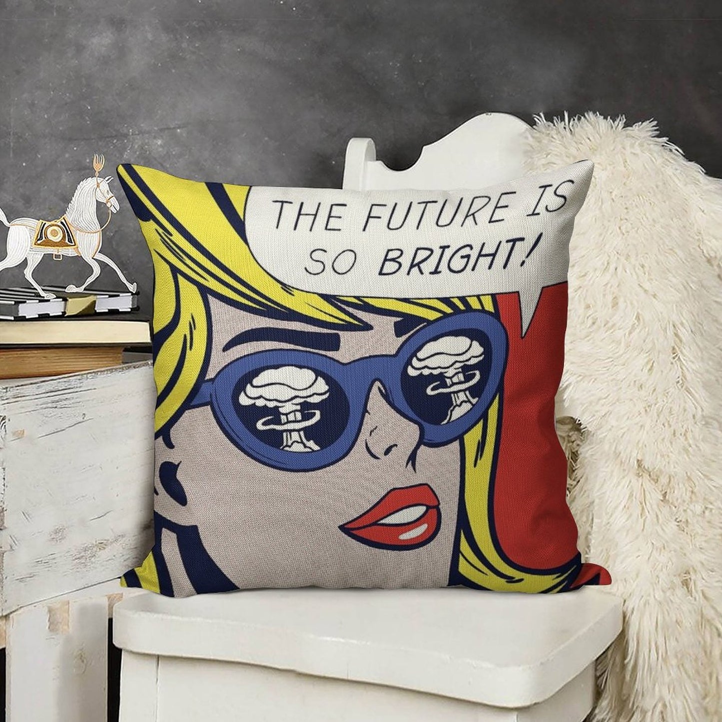Pop Optimistic Girl Linen Throw Pillow Cover