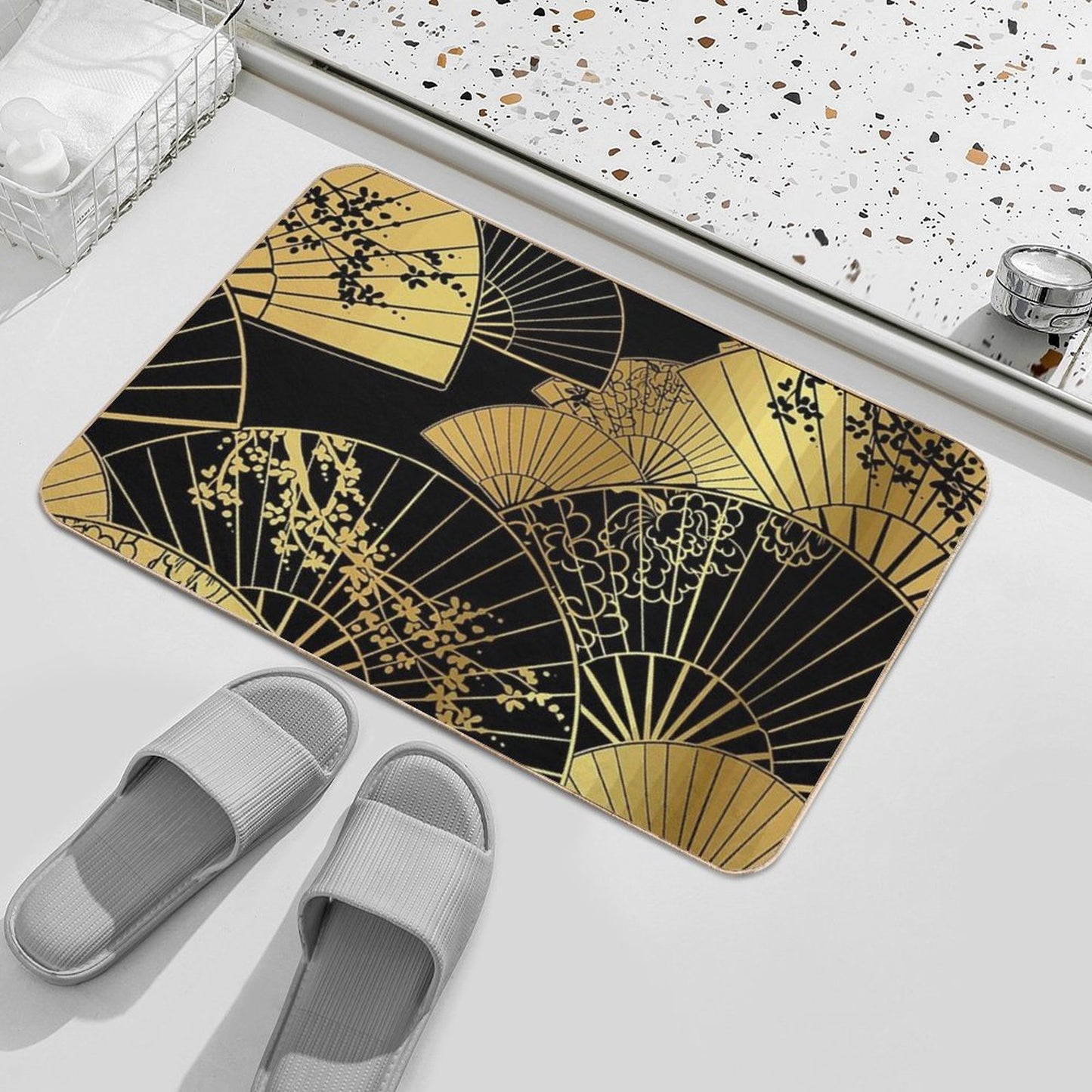 Japanese Oriental Fans Bath Mat