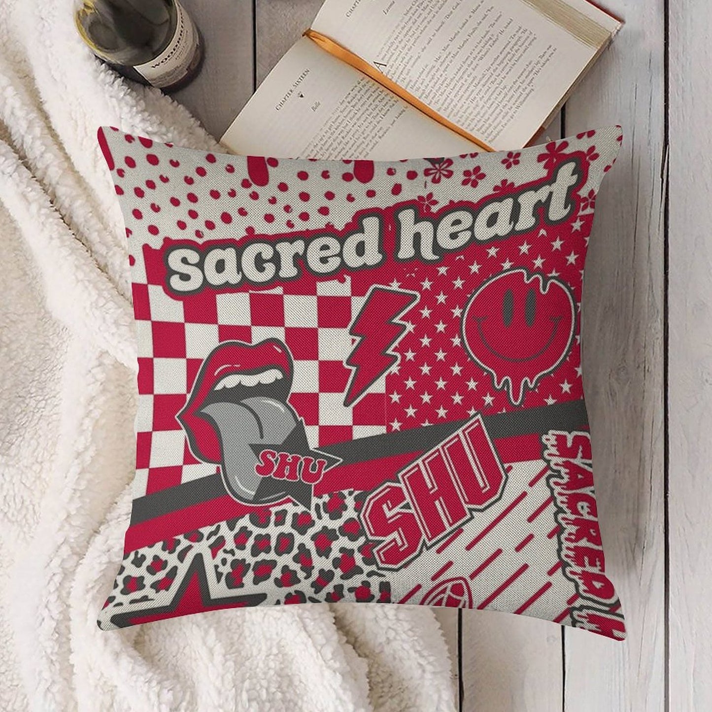 Sacred Heart Linen Throw Pillow Cover