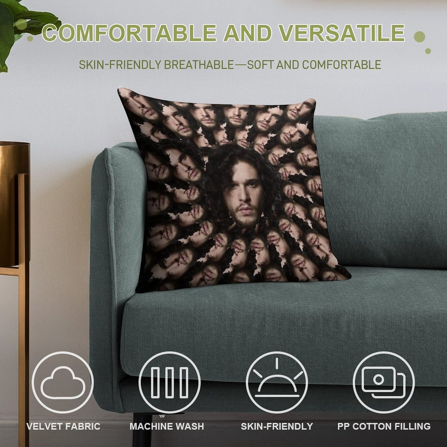 Kit Harington Fractal Soft Warmth Comfort Throw Pillow