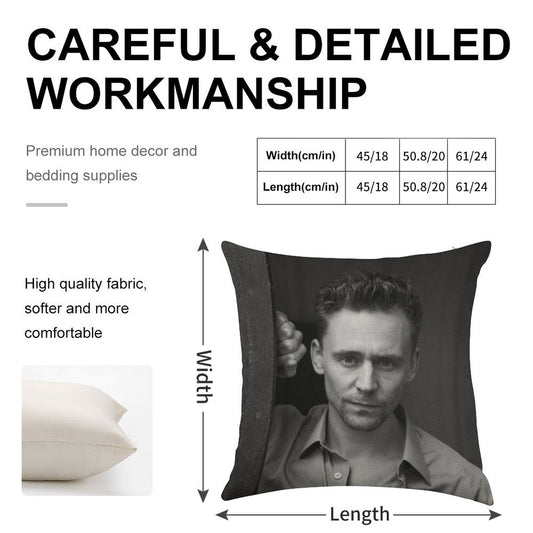Tom Hiddleston Linen Throw Pillow Cover