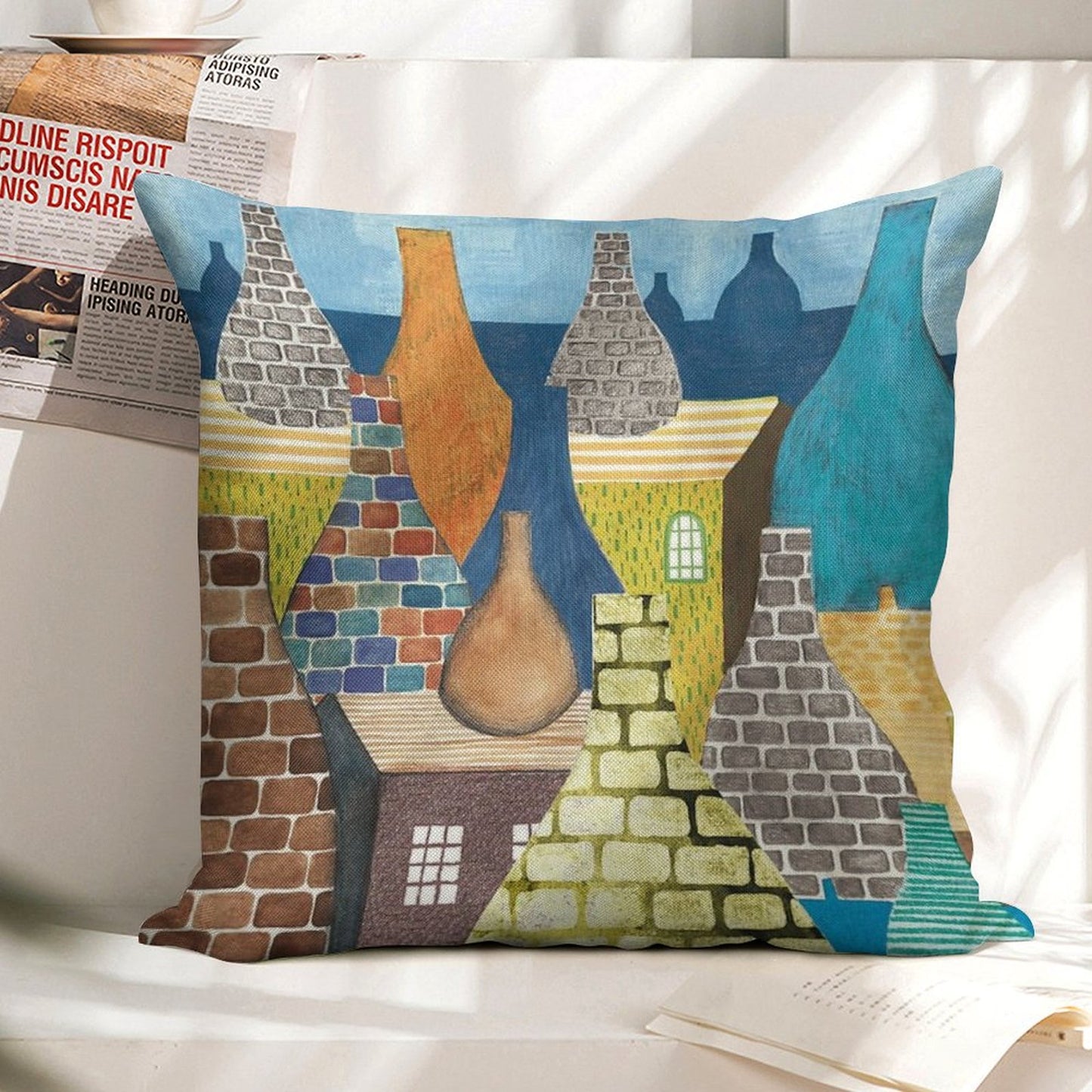 STOKE ON TRENT POTTERIES Linen Throw Pillow Cover