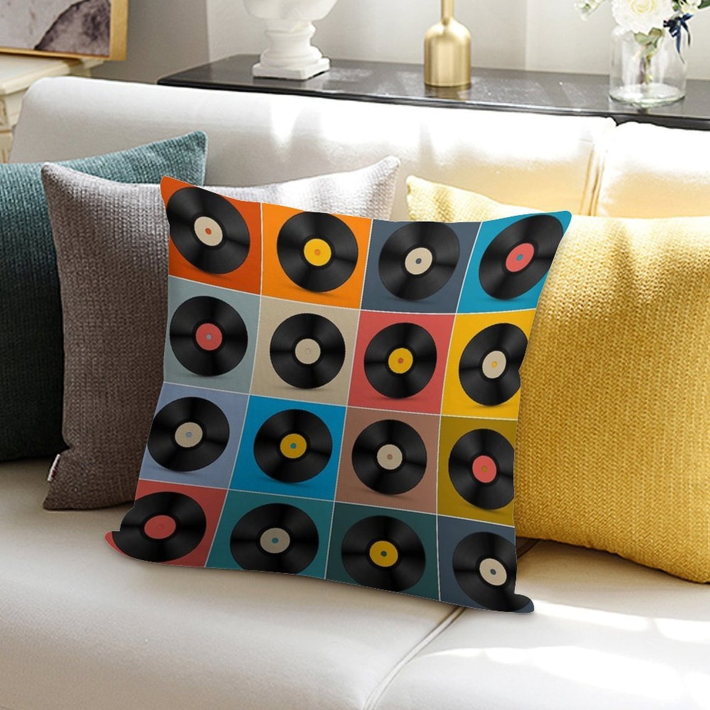 Album,Vinyl Record,Music Poster Soft Durable Construction Throw Pillow