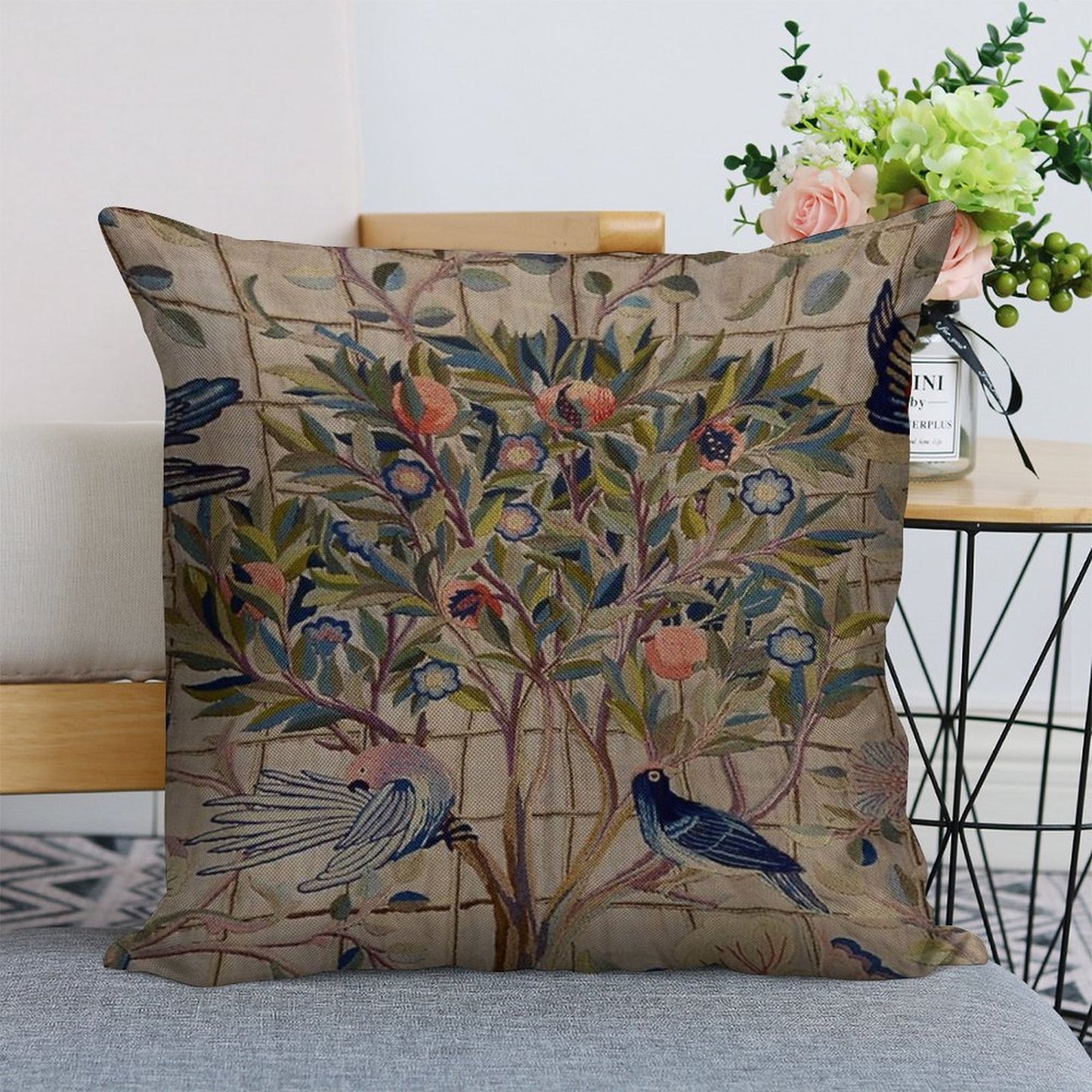 William Morris Kelmscott Trellis Embroidery Linen Throw Pillow Cover