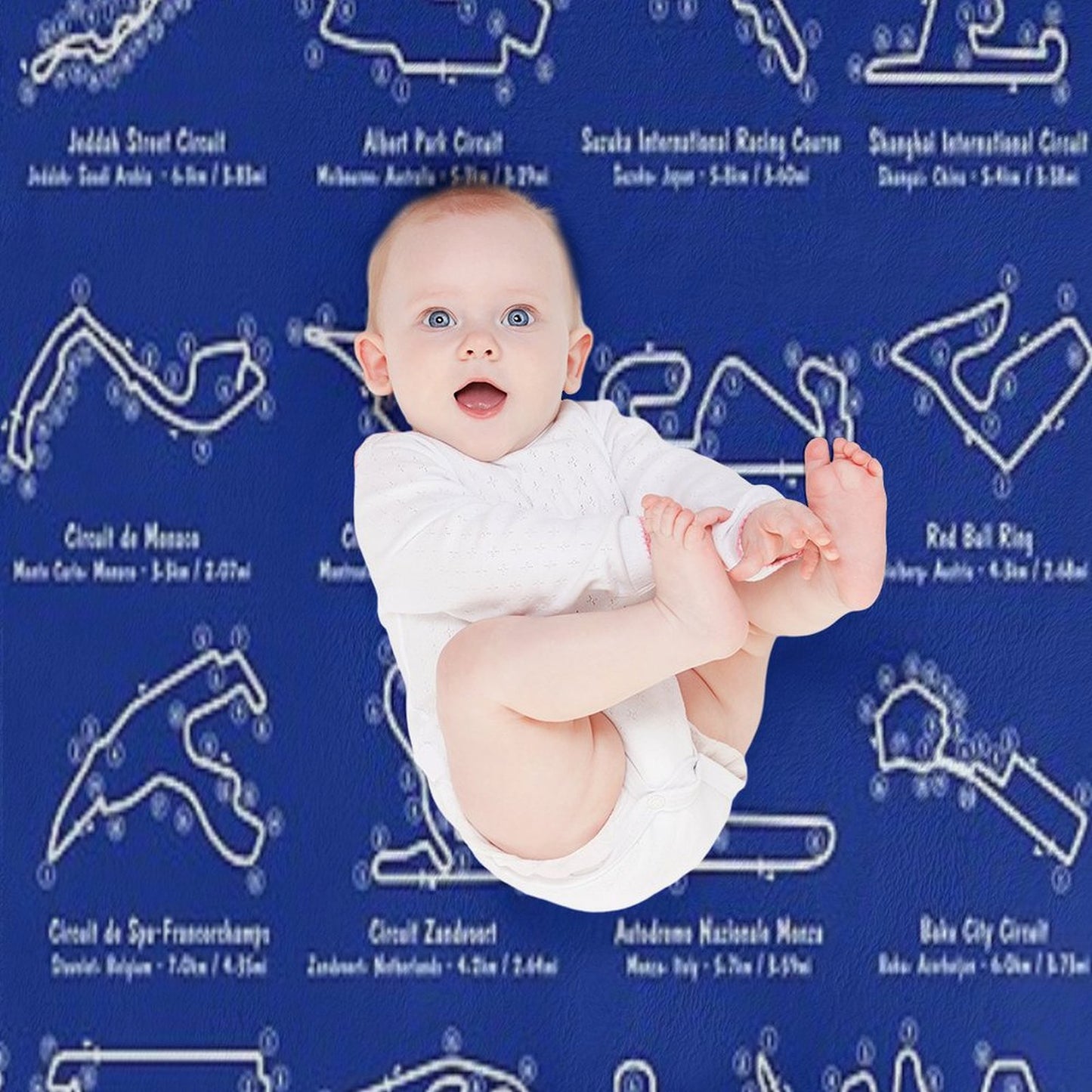 F1 Race Tracks (White Stencil-No Background) Throw Blanket