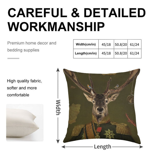 Heneral Le Cerf Linen Throw Pillow Cover
