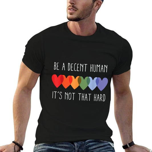 LGBT Heart Retro Be A Decent Human It's Not That Hard Relaxed-fit T-Shirt