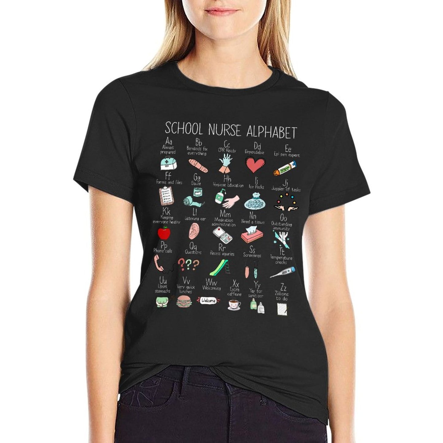 ABC School Nurse Alphabet Nurse Appreciation Nurse Educator T-Shirt