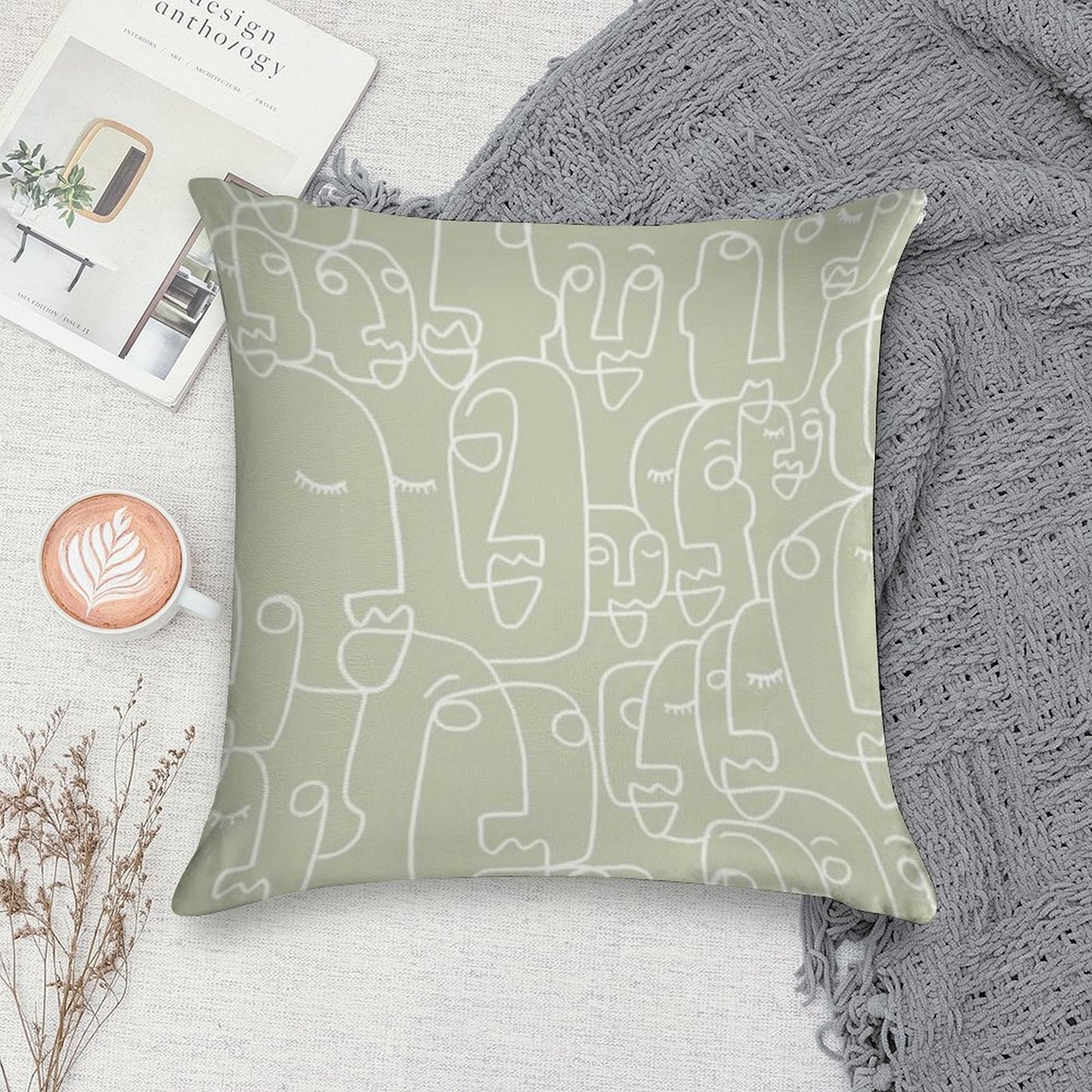 Sage Green Soft Bedroom Essential Throw Pillow