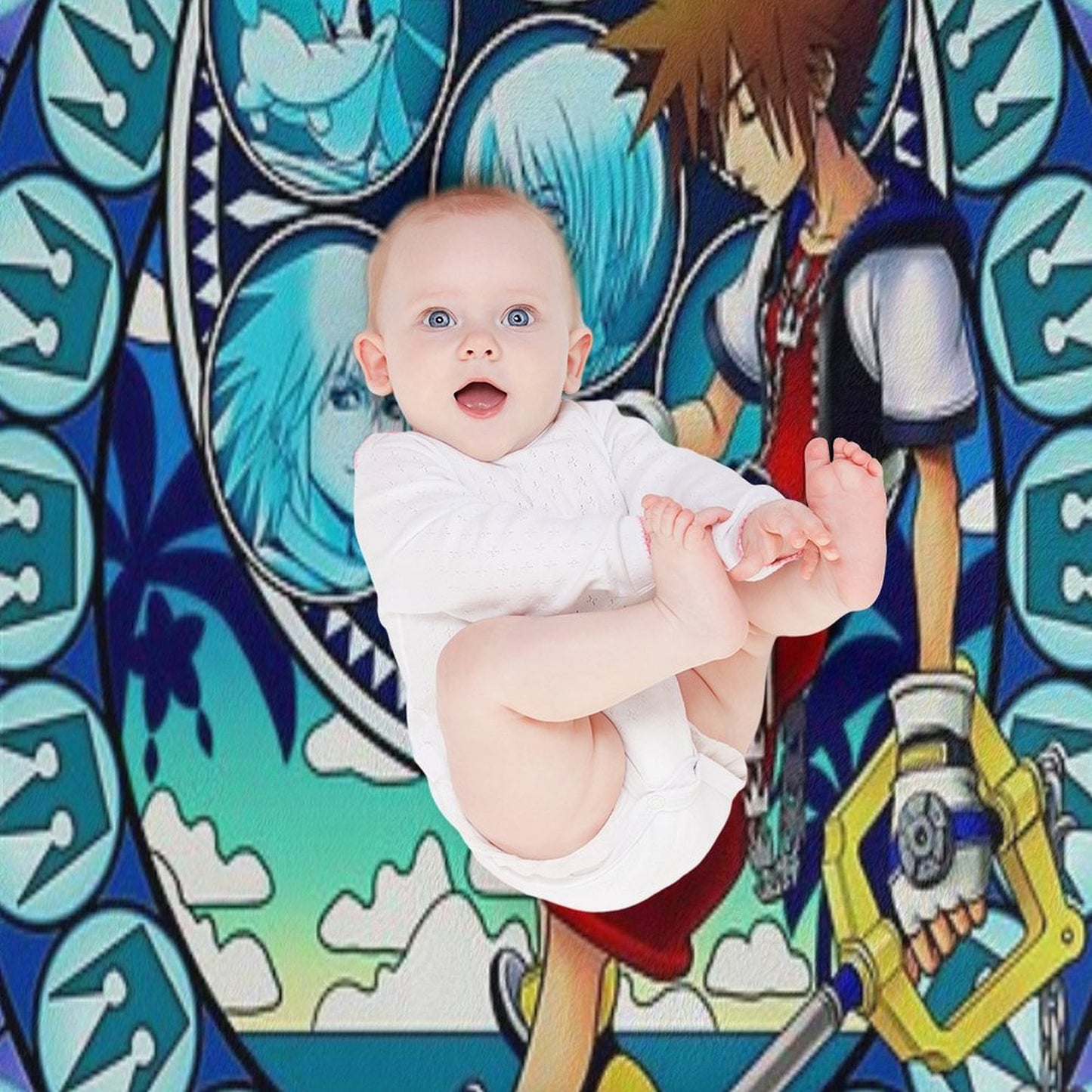 Kingdom Hearts® - Sora's Dive to The Heart Stained Glass Throw Blanket