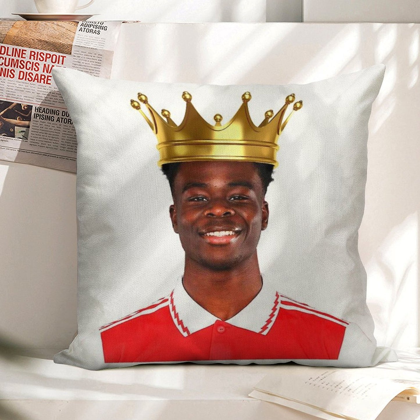 King Bukayo Saka Linen Throw Pillow Cover