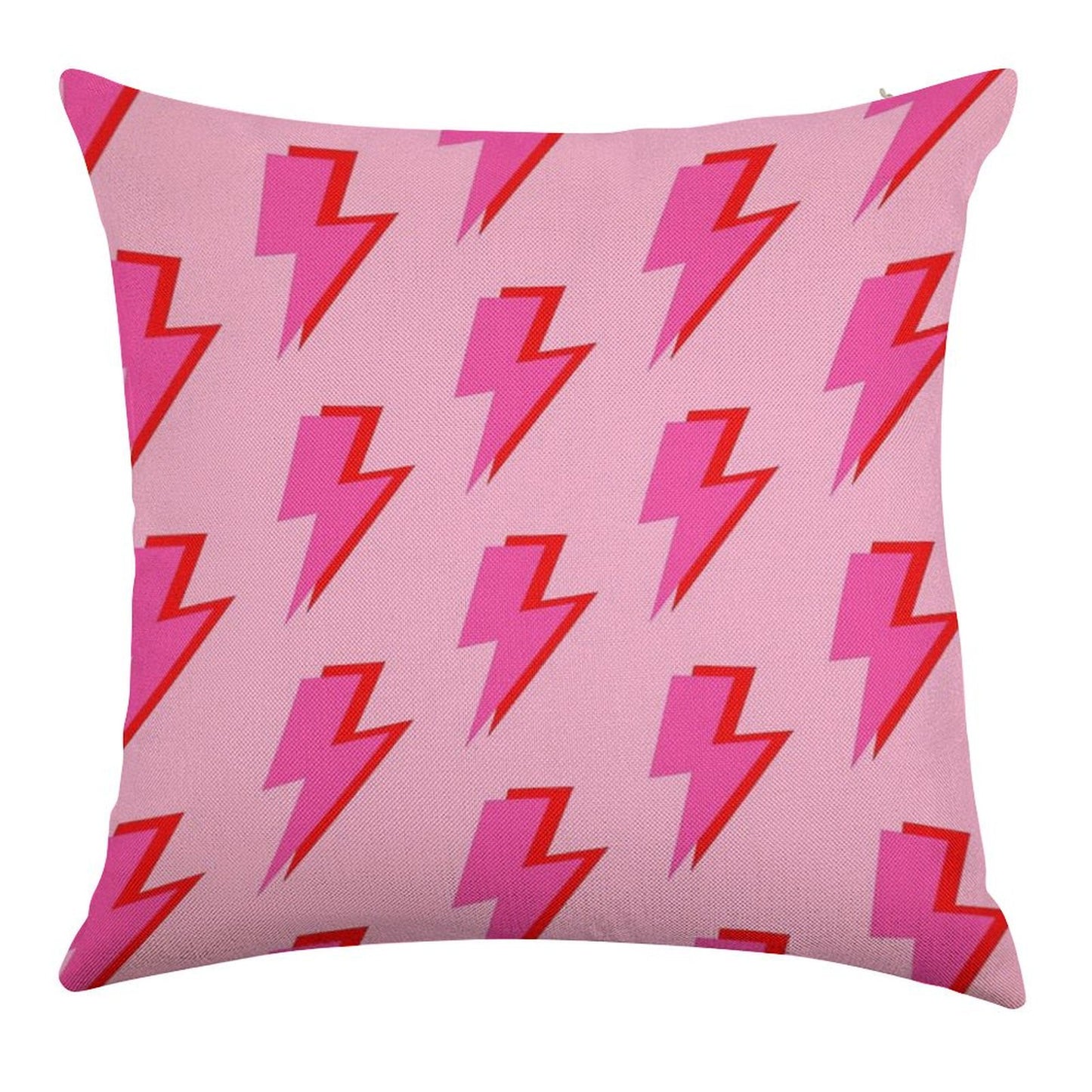 Pink And Red Lightning on Pink Linen Throw Pillow Cover