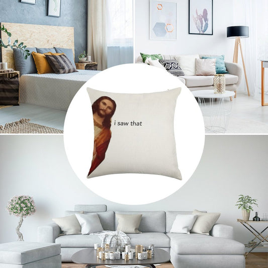 Jesus I Saw That Linen Throw Pillow Cover