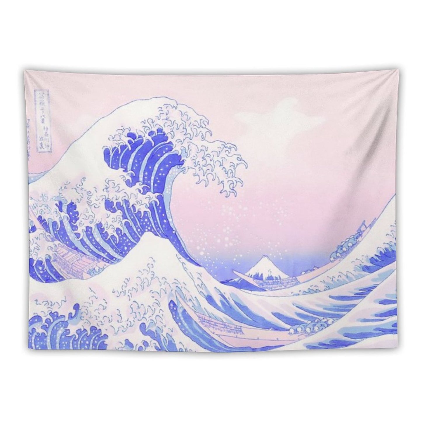 Great Wave Pastel Aesthetic Kawaii Pink Kanagawa Japanese Tapestry