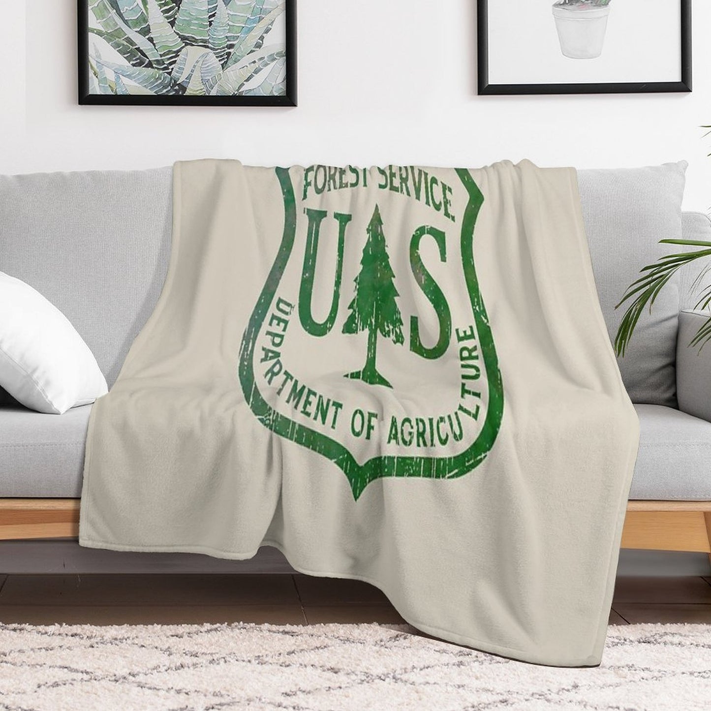 Forest Service Vintage Green Emblem Throw Blanket