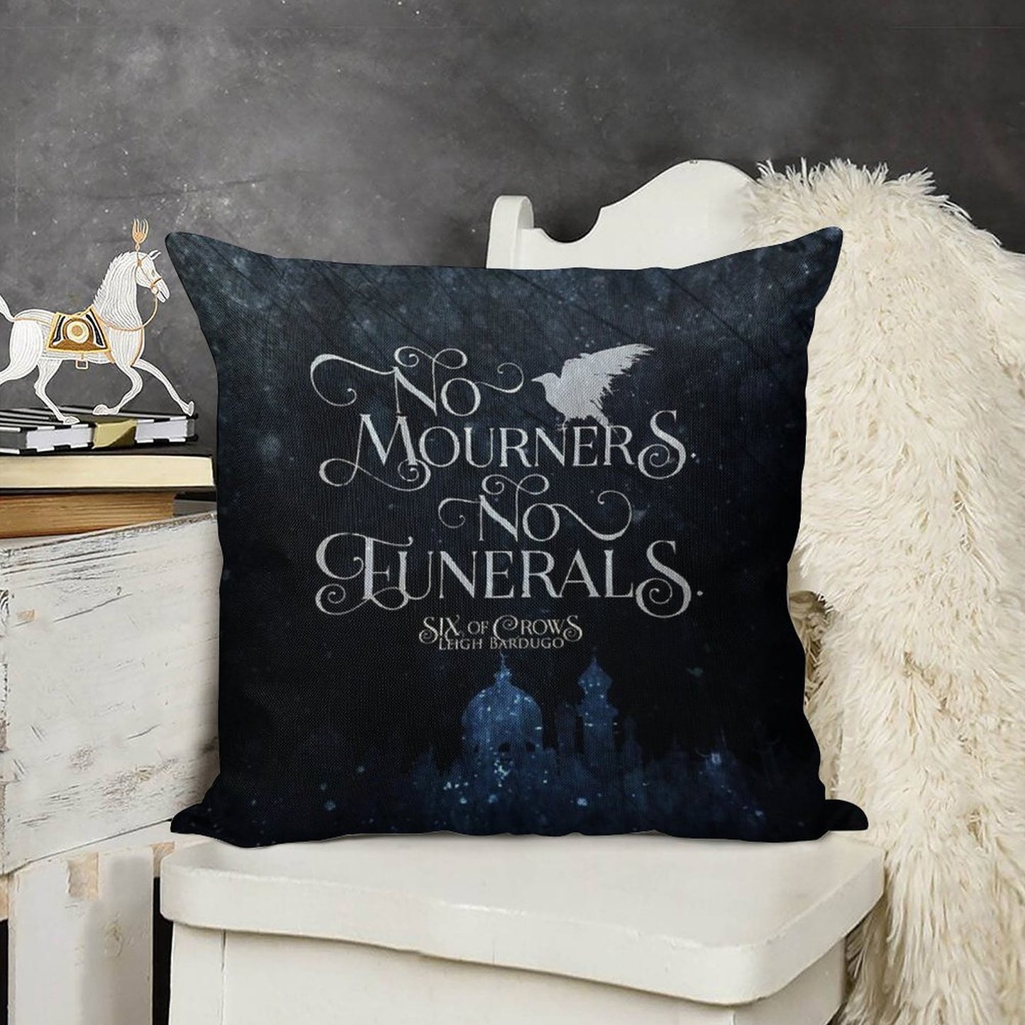 Six of Crows, No Mourners No Funerals, Kaz Brekker Linen Throw Pillow Cover