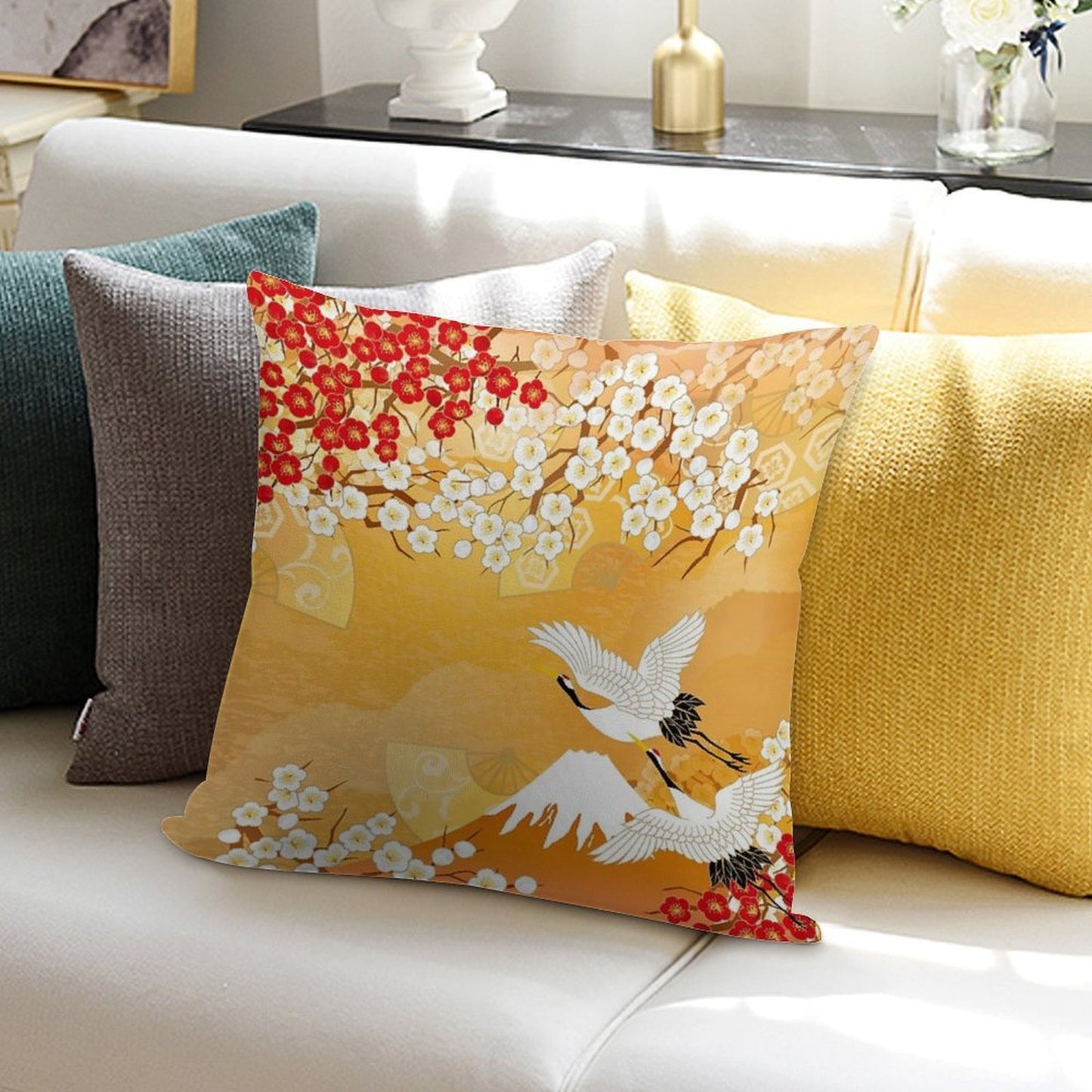 Beautiful Kimono of Japan Soft Anti-Pilling Throw Pillow