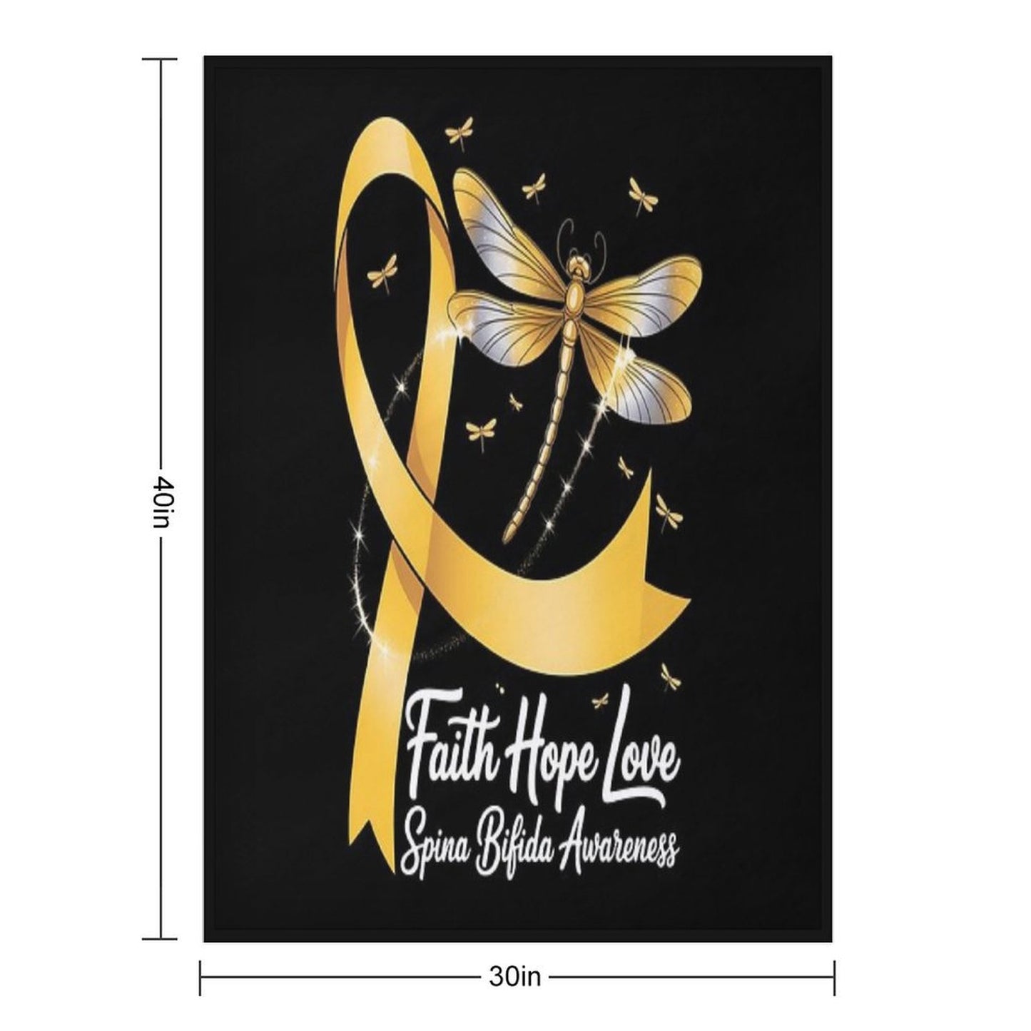 Faith Hope Love Spina Bifida Awareness Dragonfly Throw Blanket